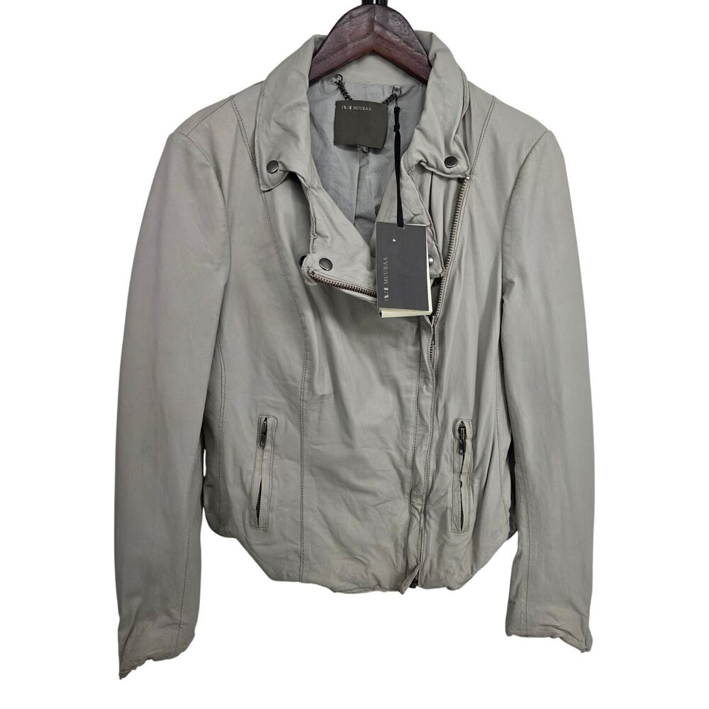 NWT Muubaa 100% Lamb Leather Jacket Sandstone Size US 10